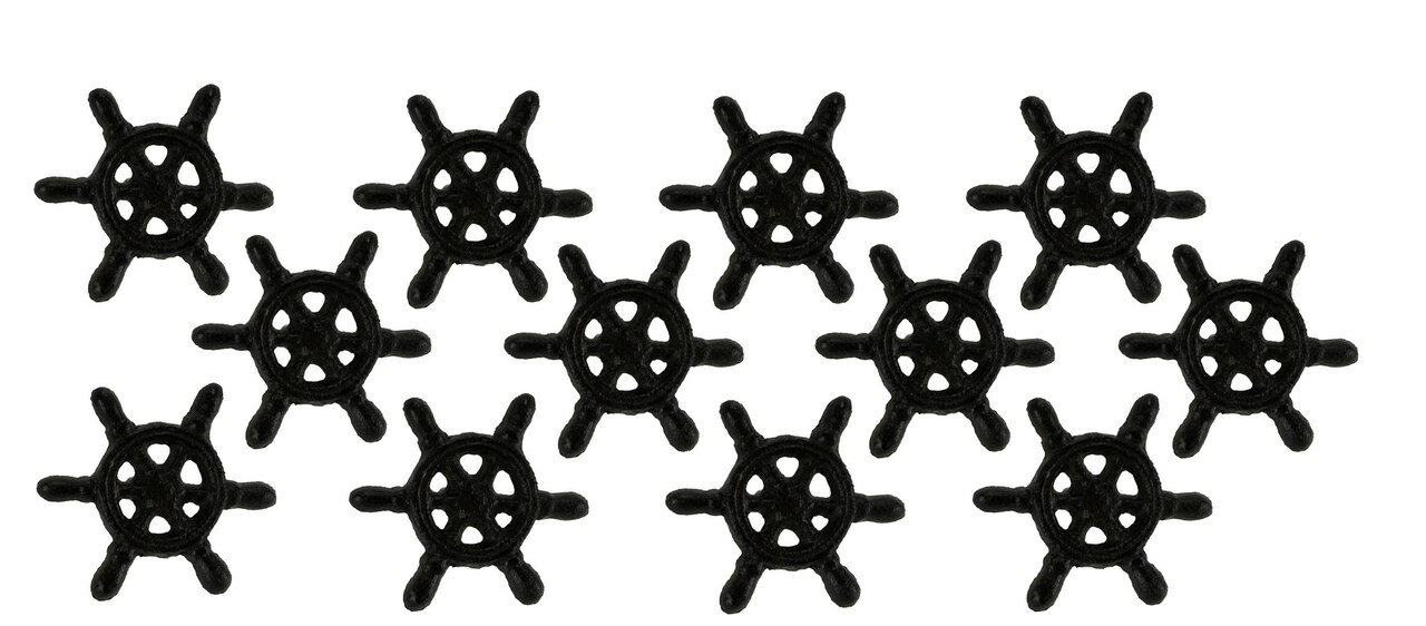 Dark Brown Cast Iron Nautical Ship Wheel Drawer Pulls or Cabinet Knobs Set of 12